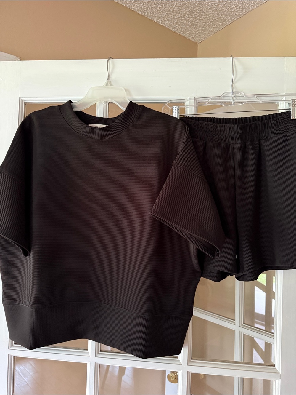 Zenana Black Stretch Casual Short set